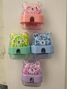 1pc Cute Bear Shaped Pencil Sharpener (Random Color) Plastic Material Mesh Design With Flip Cover - Easy To Use, Durable And Sharp, Ideal Choice For Students And Professionals, Essential Drawing And Office Tool, Suitable For School And Office Stationery Supplies, High-Quality Gift And Prize - Multicolor Random - View 7