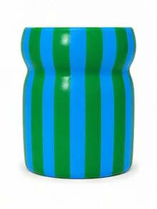 1pc Colorful Striped Kitchen Utensil Holder, Large Glossy Kitchen Countertop Utensil Canister, Decorative Cooking Tool Storage Jar, Multiple Colors Available, Perfect Housewarming Kitchen Gift - Waist-cinching Striped Storage - View 13
