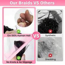 VALLBEST Boho Braids Miracle Knots Hair Human Crochet Hair Deep Wave 18 Inch 120g Ombre Feather Crochet Human Hair For Women Pre-Separated Invisible Wet And Way Crochet Hair Extensions T4/27# - Multicolor - View 7