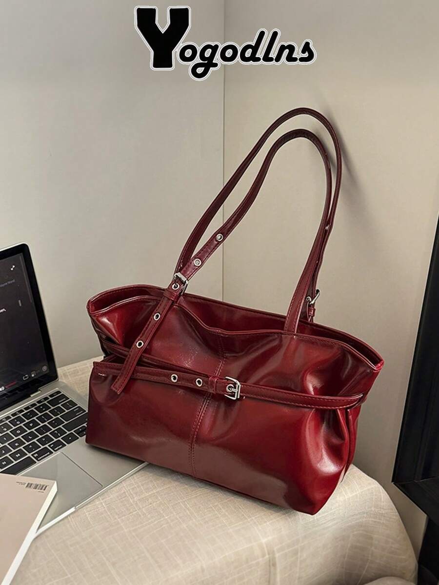Yogodlns Luxury Wine Red Underarm Bag For Women Autumn/Winter Retro ...