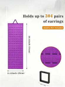 No-Drill Wall-Mounted Earring Storage Rack, Large Black Felt Jewelry Storage Bag, Multi-Hook Design, No-Nail Hanging Roll-Up Jewelry Organizer For Vanity Or Travel - Multicolor - View 11