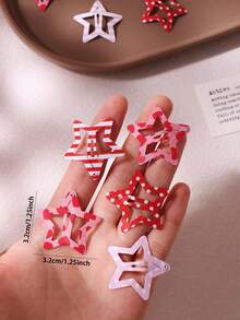 10/30/50pcs Pink Polka Dot Striped Star Small Hair Clips For Women, Forehead Fringe BB Clips, Y2K Birthday Party Gathering Hair Accessories - Multicolor - View 3