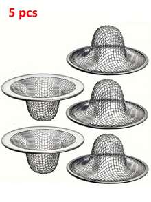 2/4/5/8pcs Stainless Steel Drain Protector, Multi-Function Hair Catcher Filter, Rust-Proof And Easy To Clean, Suitable For Bathroom Hygiene - Multicolor - View 11