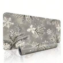 Large Rubber Mouse Pad, Christmas Snowflake Design, With Non-Slip Base, Perfect For Holiday Themed Office Use, Suitable For Writing And Computer Tasks - Grey Snowflake - View 10
