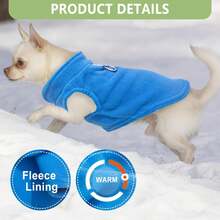 (Blue)Winter Warm Dog Cat Sweater, Thick Fleece Pet Vest Coat, Soft Cozy Puppy Kitten Clothes For Small Dogs Girls Boys, Pullover Apparel For Chihuahua, French Bulldog, Dachshund. - Blue - View 4