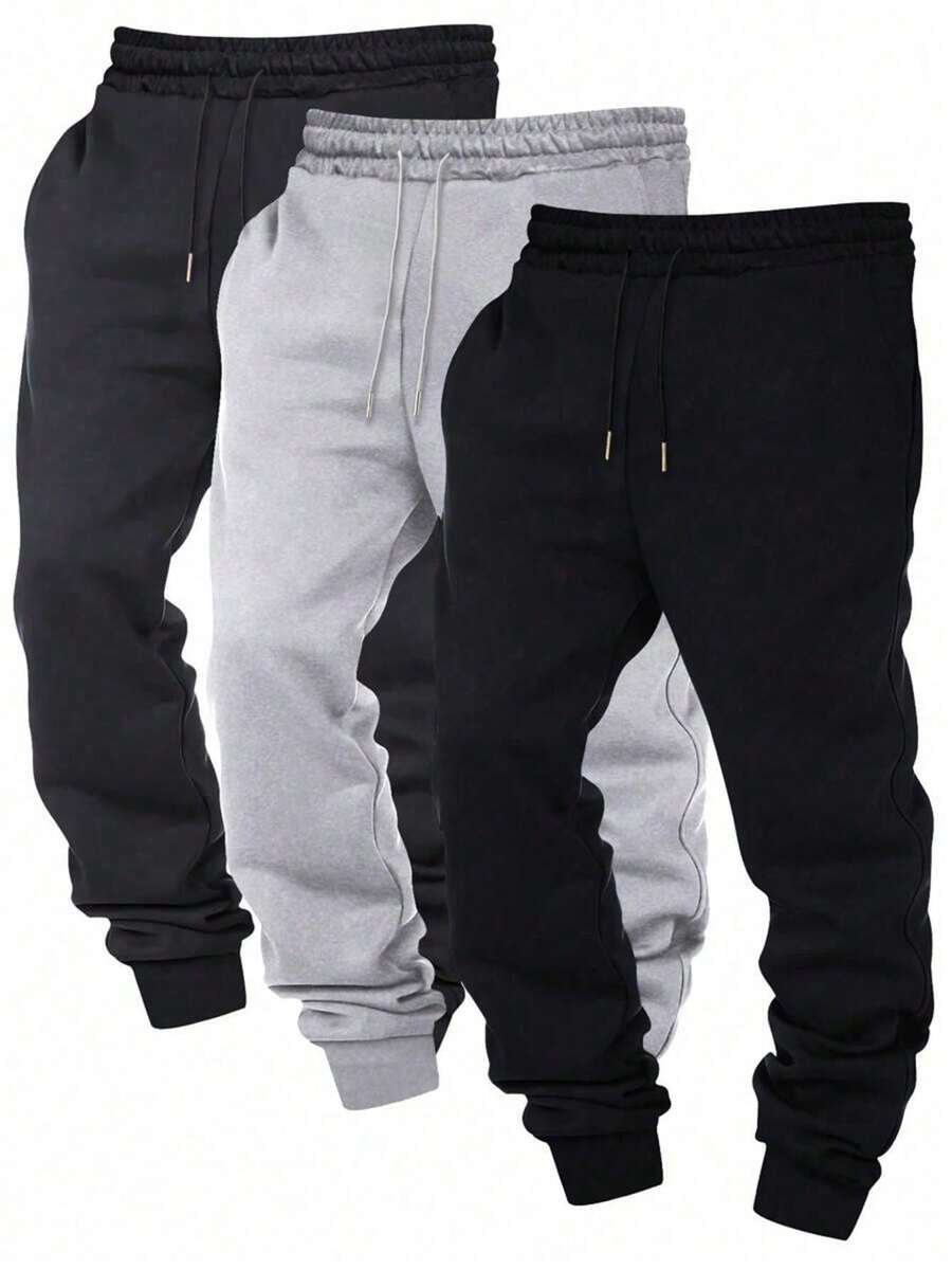 1pc Men's Cuffed Jogger Sweatpants, Elastic Drawstring Waist Design, Solid Color Minimalist Casual Long Pants, Suitable For Daily Wear, Fitness, Travel, Premium Gift Apparel Item