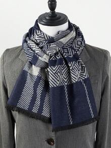1pc Men's Water Ripple Pattern Office Street Casual Polyester (Polyester) Scarf Neck Warmer Autumn/Winter Warm Versatile Faux Cashmere Scarf For Suit And Coat - Multicolor - View 4