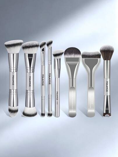 MAANGE 3/8pcs Professional Makeup Brush Set, Foundation Brush, Nose Contour Brush, Concealer Brush, Blush Brush, Contour Brush, Powder Brush, Eyeshadow Brush, Sculpting Brush, Highlighter Brush, Face Brush, Detail Brush, Daily Makeup Accessories, Suitable For Powder And Liquid Cosmetics, Travel Essential Beauty Tools, Perfect Gift