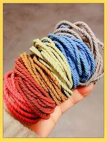 50pcs/20pcs/10pcs/1pc High Elastic Polyester Spiral Woven Material Morandi Macaron Multicolor Solid Color No Pattern Minimalist Basic Style High Elasticity Durable Hair Ties Not Easy To Break Not Damaging Hair Thin Hair Bands For Girls Students Daily Commute Hair Styling - Color: Random - View 12
