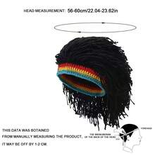 1pc Men's Dreadlock Wig Patchwork Knit Beanie, Fashionable Casual Warm Hat, Suitable For Autumn/Winter Travel, Windproof, Winter Warmth - Multicolor - View 2