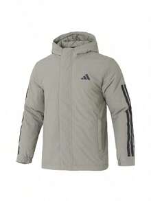 Adidas Men's Cotton Jacket 3S HOODED INS J Soft, Comfortable, Warm, Lightweight For Outdoor And Casual Wear JY8305 - Pebble Silver Gray - View 1