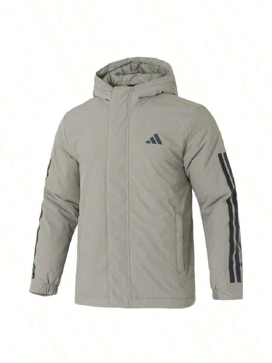 Adidas Men's Cotton Jacket 3S HOODED INS J Soft, Comfortable, Warm, Lightweight For Outdoor And Casual Wear JY8305 - Pebble Silver Gray - View 1