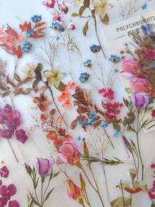 40pcs/Pack Vintage Floral Plant Notebook Decorative Stickers, PET Material, Suitable For Scrapbooking, Labels, Journals, Stationery, Photo Albums, Phone Books, Notebooks, Planners, Back To School - Multicolor - View 2