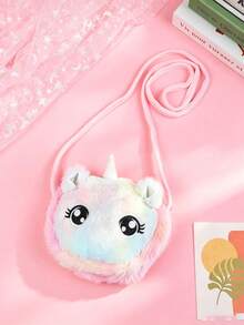 Children's Unicorn Pattern Plush Fabric Large Capacity Cute Crossbody Bag, Suitable For Daily Outings And Parties - Multicolor - View 11