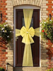 1pc Extra Large Red Organza Bow Door Decor, Reusable, Rhinestone Bow Set, Suitable For Door Decor And Christmas Tree, Perfect For Christmas, Birthday, Valentine's Day, Wedding And Anniversary - one-size - View 4