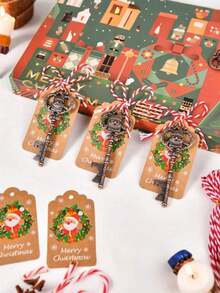 3/5/10pcs Santa Claus Themed Key Bottle Opener, Christmas Tree Party Decoration Gift, Santa Claus Key Party Favor, With Card And Rope, Suitable For Party And Holiday Gift, Christmas Tree Hanging Decoration Set, Christmas Decoration And Stocking Filler, Creative Christmas Gift, Christmas Gift Box - Multicolor - View 6
