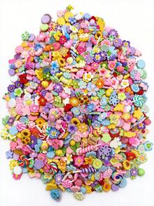 20/50/60/100pcs New Mixed Resin Pendant Cute Pendant Set, Summer Phone Case Decor, Charming & Adorable Set, Blue Bulk Mixed Flat Resin Decorations For DIY Crafts - Multicolor - View 3