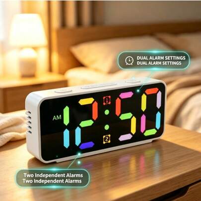 Mini Ultra-Clear Screen Digital Alarm Clock, Simple & Stylish, 2 Alarm Settings, Adjustable Brightness, Suitable For Home Decor, Bedroom, Living Room, Office And Student Dorm