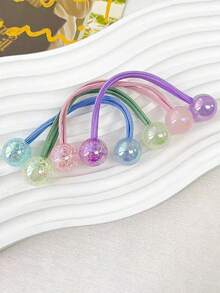 12/6pcs Mixed Color High Elasticity Candy Color Women's Hair Ties, Double-End Secure Non-Damaging Ponytail Hair Bands, Autumn Decorative Hair Accessories For Daily Wear - Multicolor - View 6