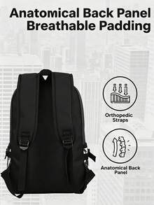 1 pièce Sac à dos pour ordinateur portable imperméable, grande capacité, anti-vol, sac à dos de voyage d'affaires, sac multifonction durable pour le travail & la randonnée, usage quotidien, sac de loisirs pour sports de plein air, voyage, voyage d'affaires, accessoires de camping, convient pour les voyages en plein air, le camping, unisexe - Multicolore - Voir 3