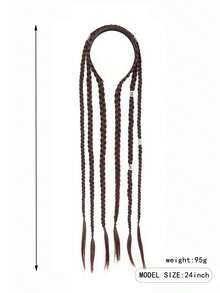 Long Braided Hair Band, Bohemian Style Hair Accessory - Multicolor - View 2