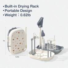 6-In-1 Baby Bottle Cleaning Set, Nipple Brush, Straw Brush, Bottle Drying Rack, Multi-Functional Portable Lightweight Easy Storage Bottle Cleaning Tools, Travel Baby Bottle Cleaning Set - Multicolor - View 12
