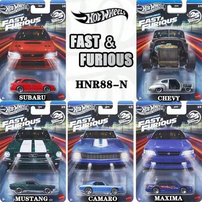 Mattel Hot Wheels, Coche de juguete de aleación para niños, Serie Fast & Furious, Colección de coches de metal a escala 1:64, Subaru Impreza/Chevy Fleetline/1967 Mustang/1969 Camaro, Regalos de Año Nuevo, Juguetes de colección para niños, Ideal para coleccionistas de juguetes, Lote:HNR88-N