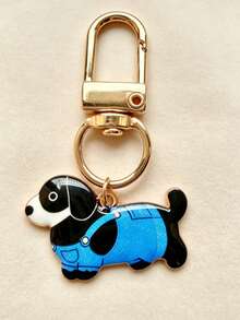 1pc Cute Dachshund Keychain! Enamel Puppy Bag Charm, Metal Clasp Design, Multiple Colors Available, Versatile Accessory. - Multicolor - View 5
