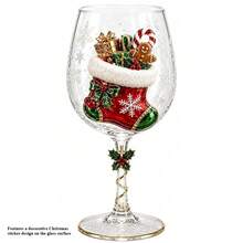 Christmas Wine Glass Collection, Holiday Wine Cups With Cute Christmas Sticker Designs, Festive Drinkware Set For Party, Dinner, Home Bar Decor - Multicolor - View 16