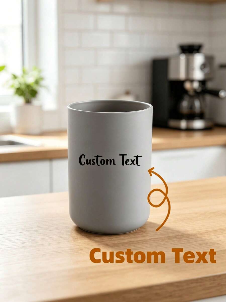1pc Personalized Customized Minimalist Solid Color Mouthwash Cup, Custom Name Text, Home Bathroom Toothbrush Cup, Student Dorm Single Layer Wash Cup, 300ml Capacity, Shatterproof Non-Slip Odorless, Smooth Body Easy To Clean, Lightweight And Easy To Hold, Essential Daily Bathroom Toiletries - Multicolor - View 1