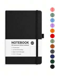 1pc A5 Hardcover Dot Grid Notebook, 192 Pages Dot Matrix Bullet Journal, Portable Notebook With Elastic Band And Pen Holder, Suitable For Writing, Planning, Journaling, School, Office And Study - A5 - View 17