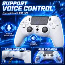A Wireless Controller Compatible With The P5, P5 Slim, P5 Pro, PC, Featuring A Hall-Effect Joystick, Dual Vibration Motors, A Six-Axis Gyroscope, Macro Programming, Turbo Mode, 1000mAh Battery, Built-In Speaker, Microphone, 3.5mm Headphone Jack. - View 2