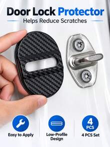 4 buah Pelindung Kunci Pintu Mobil Tekstur Serat Karbon, Pelindung Kunci Pintu Universal, Bantalan Peredam Guncangan dan Peredam Suara, Pelindung Kunci Pintu Anti Karat dan Anti Benturan, Cocok untuk Sebagian Besar Mobil, SUV, dan Sedan, Aksesori Pintu - A - View 2