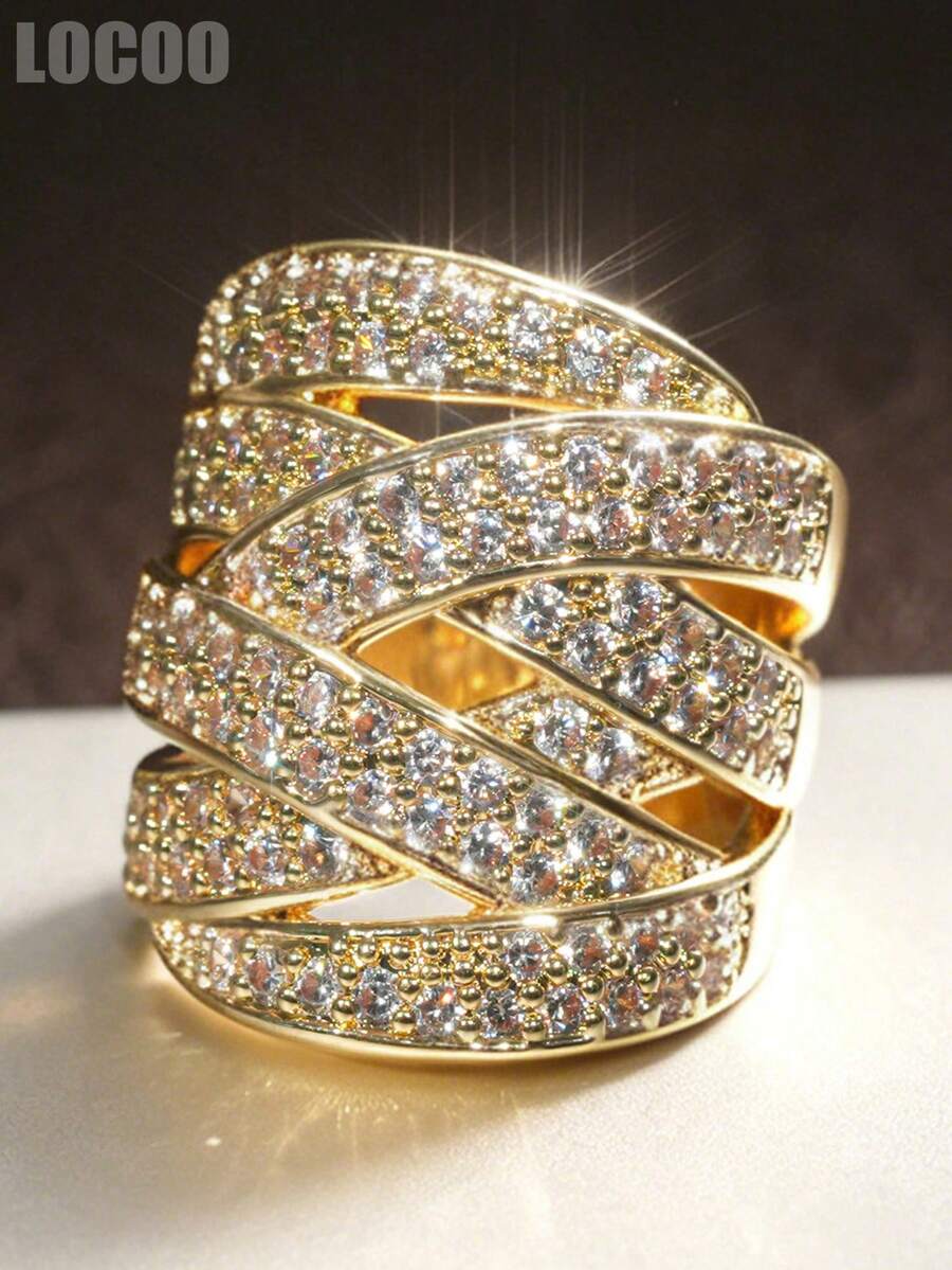 1pc Fashion Cubic Zirconia Ring For Women, Wedding Engagement Party Jewelry, Valentine's Day Gift - 6# - View 1