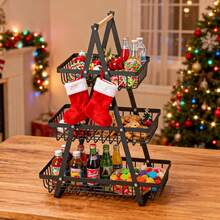 1pc Countertop Vegetable & Fruit Basket With Removable Bowl Rack And Wooden Handle, Fresh-Keeping Kitchen Storage Organizer, Kitchen Accessory, Holiday Essential - Black - View 8
