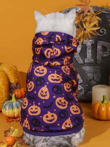 LUCKIE PAW 1pc Halloween Ghost Funny Pattern Pet Sweatshirt, Physical Flea Protection, Reduces Shedding, Warm & Breathable Dog Vest, Suitable For Small & Large Dogs And Cats, Indoor & Outdoor - Purple - View 3