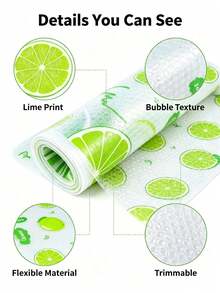 8/4pcs Lime Print Refrigerator Shelf Liners, Waterproof Non-Slip Fridge Mats, Washable Cuttable Drawer Protectors For Fridge Shelves, Kitchen Cabinets & Home Organization - Green - View 7