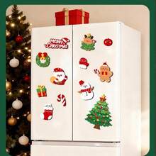12pcs Christmas Decoration Fridge Magnets, Magnetic Fridge Stickers With Christmas Tree, Santa Claus, Snowman Patterns, Creative Small Gifts For Fridge, Door And Other Magnetic Surfaces - View 5