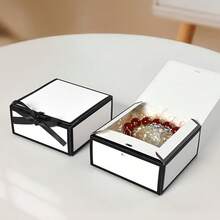 10/5/1 Set Minimalist Black & White Plaid Ins Style Black Bow Gift Box, High-End Foldable Square Surprise Gift Box With Ribbon Design, Jewelry Box, Suitable For Birthday Party, Daily Use And Holiday Party - Multicolor - View 6