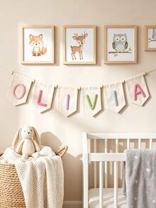 Personalized Canvas Lace Trim Name Bunting, Multi-Letter Multi-Color Triangle Flags, Customizable Your Name, Room Decor Banner, Fabric Letter Garland, Letter Room Decor Sign, Birthday Party Bunting Banner, Christmas Party Decoration - Multicolor - View 7