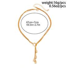 1pc Personalized Hip Hop Creative Metal Glossy Water Drop Pendant Hollow Round Ring Y-Shaped Necklace Suitable For Women's Daily, Vacation, Party Wear - Gold - View 6