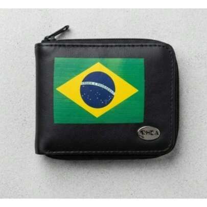 Carteira Masculina Estampada Fecho Zíper Porta Moeda Cartão Cabe Rg Cnh Casual
