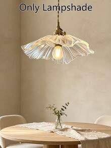 American Country Wedding Japanese Style Lampshade, Plastic Material, Suitable For Ceiling Light, Living Room Light, Bedroom Light, Bedside Light, Transparent Bar, Restaurant, Bar Counter, Pendant Light, Decorative Lighting Fixture Lampshade (Lampshade Only, Light Bulb And Cord Not Included) - Transparent Lotus Leaf 27CM - View 7