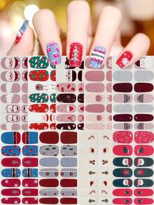 Christmas Winter Snowflake Snowman Christmas Tree Versatile Mix & Match Full Cover Nail Stickers With Nail File - Multicolor - View 24