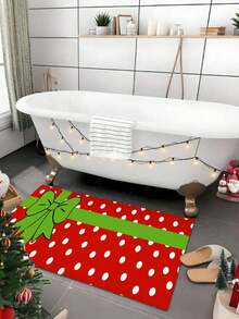 Keset Pintu Motif Kotak Hadiah Natal Kreatif, Keset Masuk Persegi Panjang Anti Selip, Menyerap Air, Mudah Dibersihkan, Keset Dekoratif untuk Liburan Musim Dingin Natal - Beraneka warna - View 6