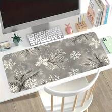 Large Rubber Mouse Pad, Christmas Snowflake Design, With Non-Slip Base, Perfect For Holiday Themed Office Use, Suitable For Writing And Computer Tasks - Grey Snowflake - View 13