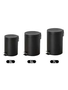 Home Office Decor 8L/5L/3L Black Round Metal Pedal Trash Can Waste Paper Basket Garbage Container For Kitchen Bathroom Home Use Removable Inner Bucket Christmas Halloween New Year Gift Storage Organizer Combo Random Shipment - Black - View 3