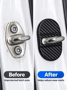 4 buah Pelindung Kunci Pintu Mobil Tekstur Serat Karbon, Pelindung Kunci Pintu Universal, Bantalan Peredam Guncangan dan Peredam Suara, Pelindung Kunci Pintu Anti Karat dan Anti Benturan, Cocok untuk Sebagian Besar Mobil, SUV, dan Sedan, Aksesori Pintu - A - View 3