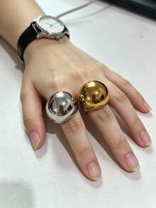 1pc Oversized Oval Stainless Steel Women's Ring - Oversized Oval Women's Ring - View 4