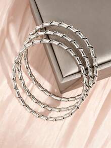 1/3/6/9/10/20pcs Stackable Bangle Bracelets, Vintage Minimalist Style, Iron Material, Suitable For Daily Wear - Silver - View 11
